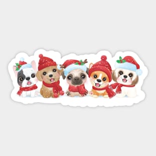 Holiday Puppies, Dogs Vector, Artwork, Design Sticker